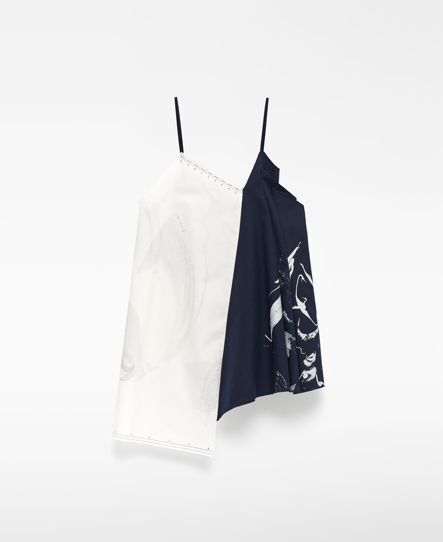 top asimmetrico combinato da donna