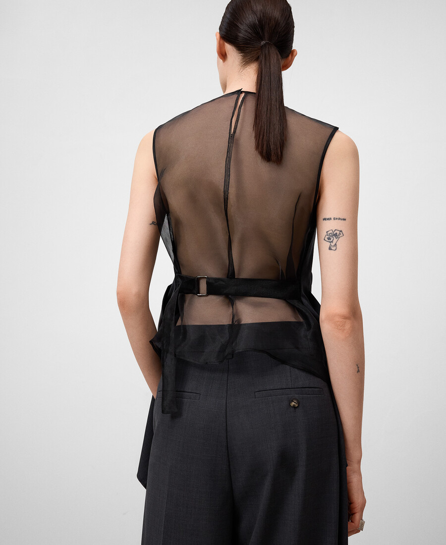 top in organza con pannello a strati da donna