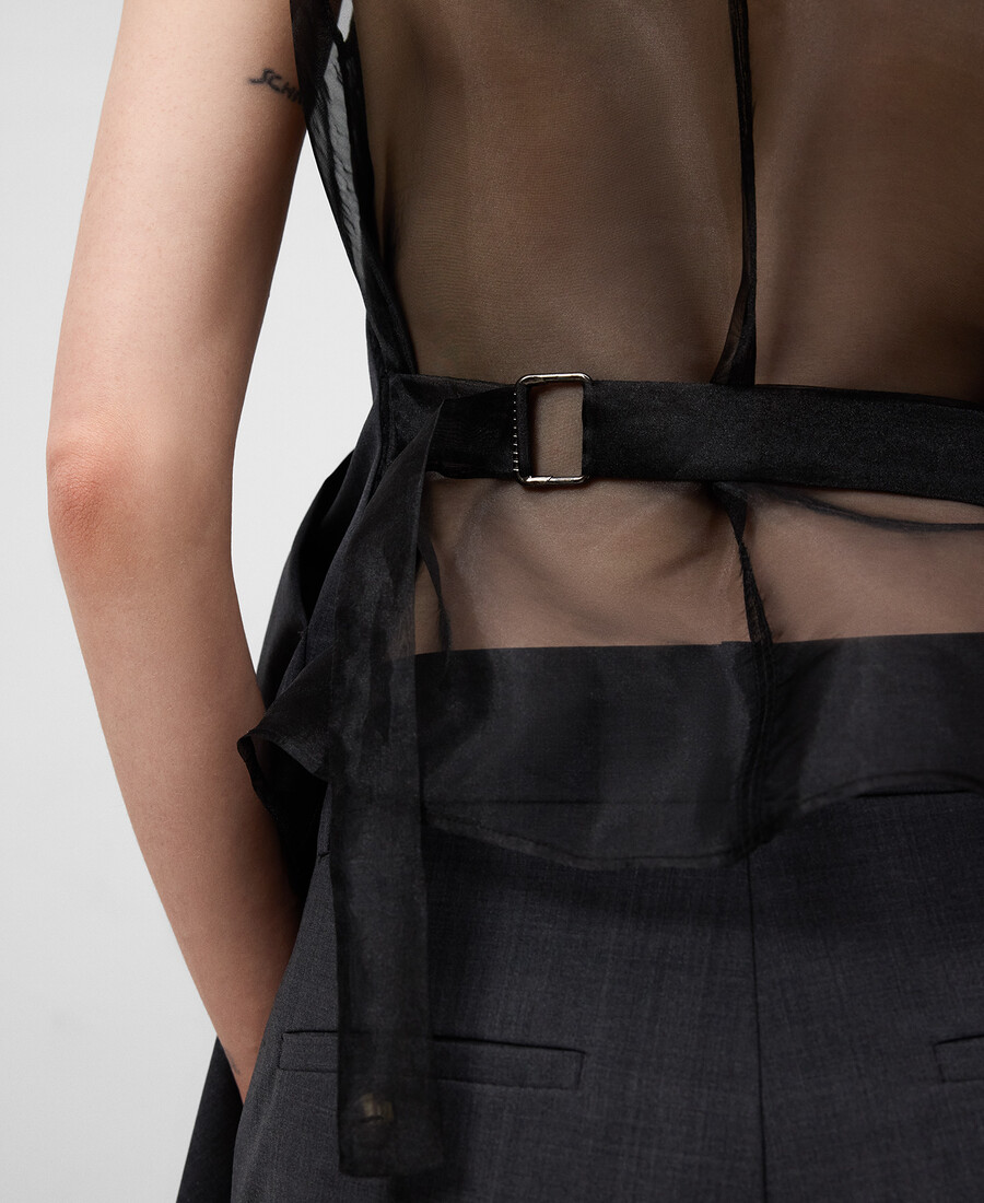 top in organza con pannello a strati da donna