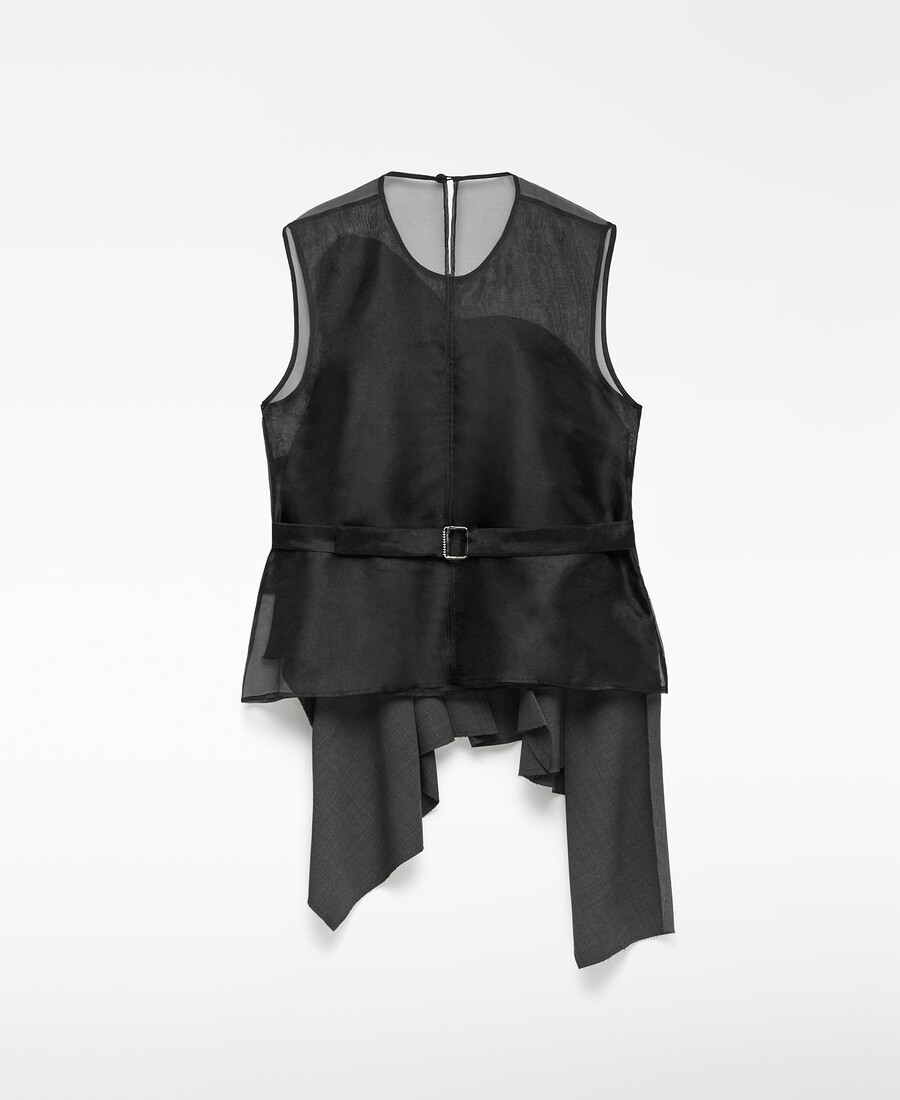 top in organza con pannello a strati da donna
