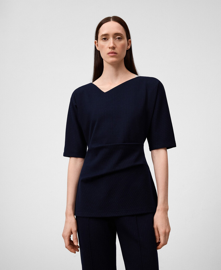 top a righe drappeggiato da donna
