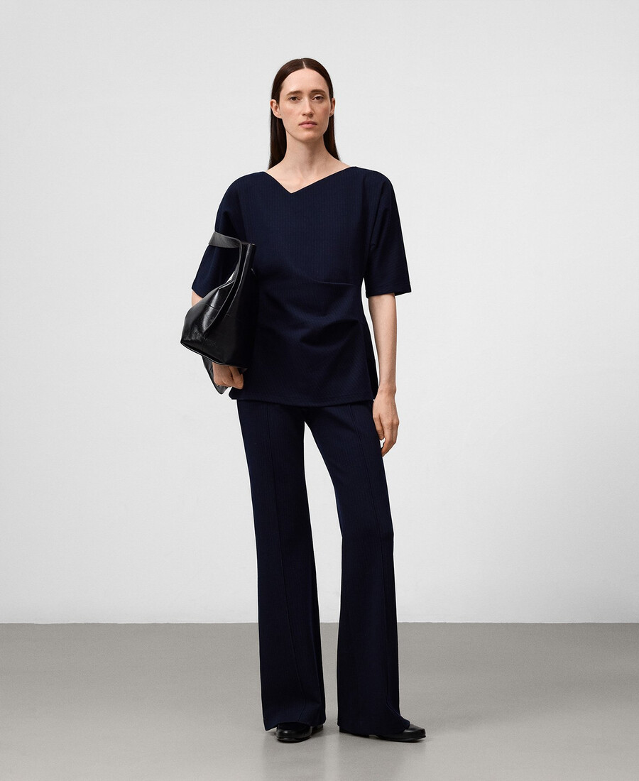 top a righe drappeggiato da donna