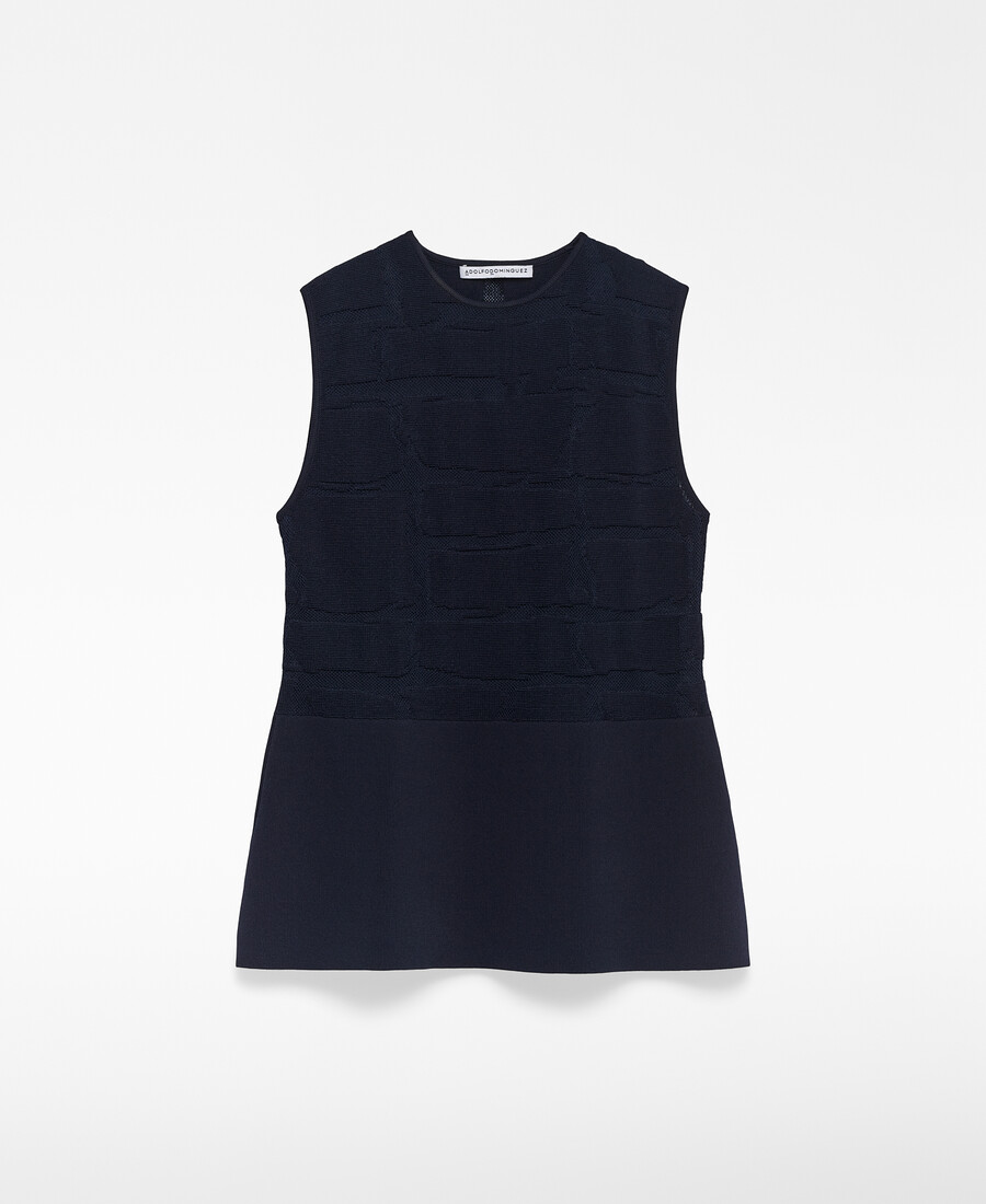 top peplo in maglia jacquard da donna