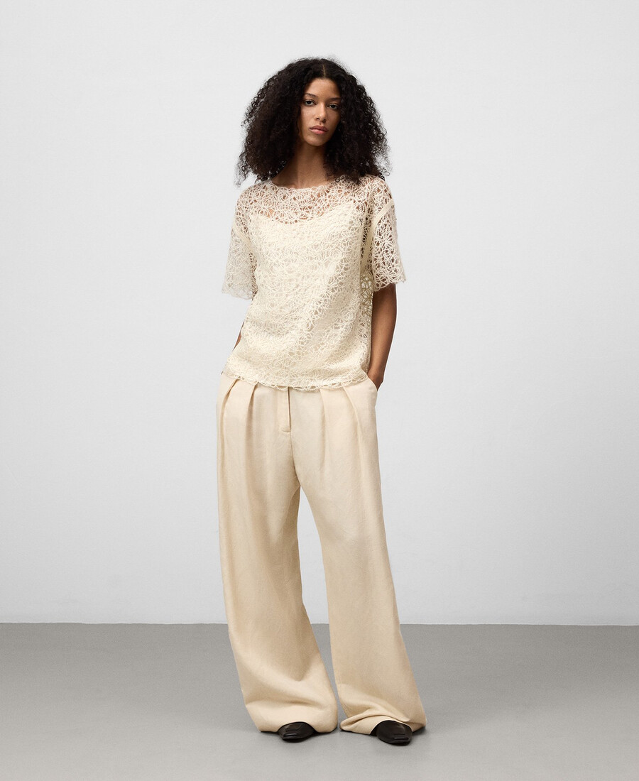 top in maglia ricamato da donna