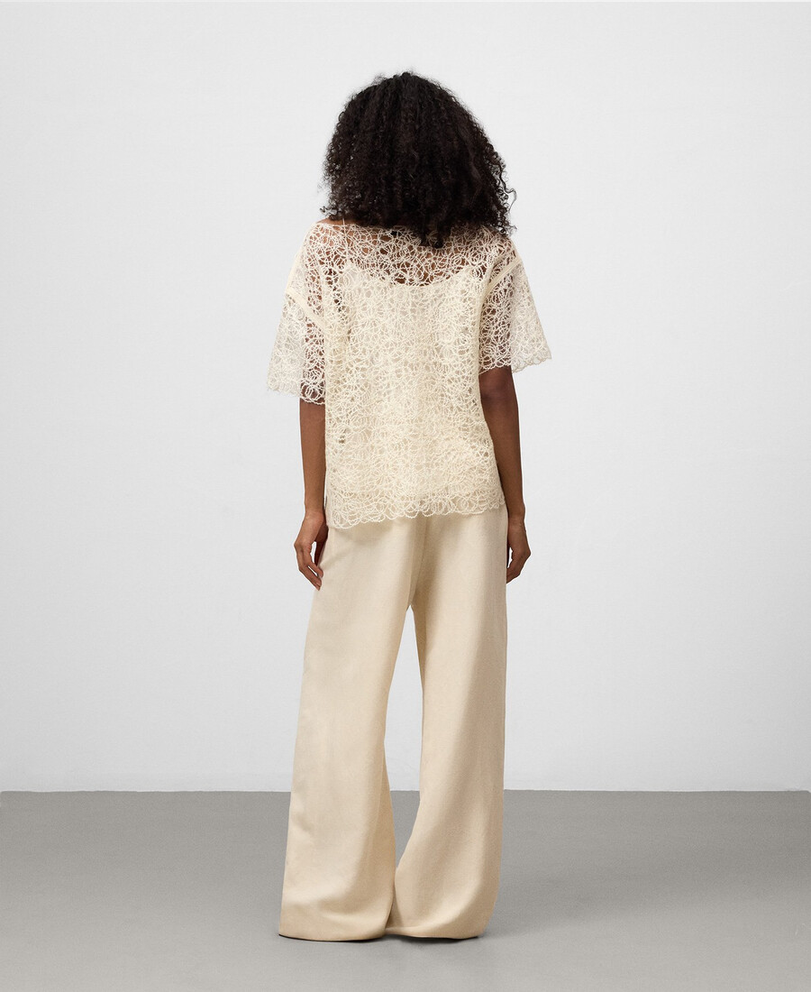 top in maglia ricamato da donna