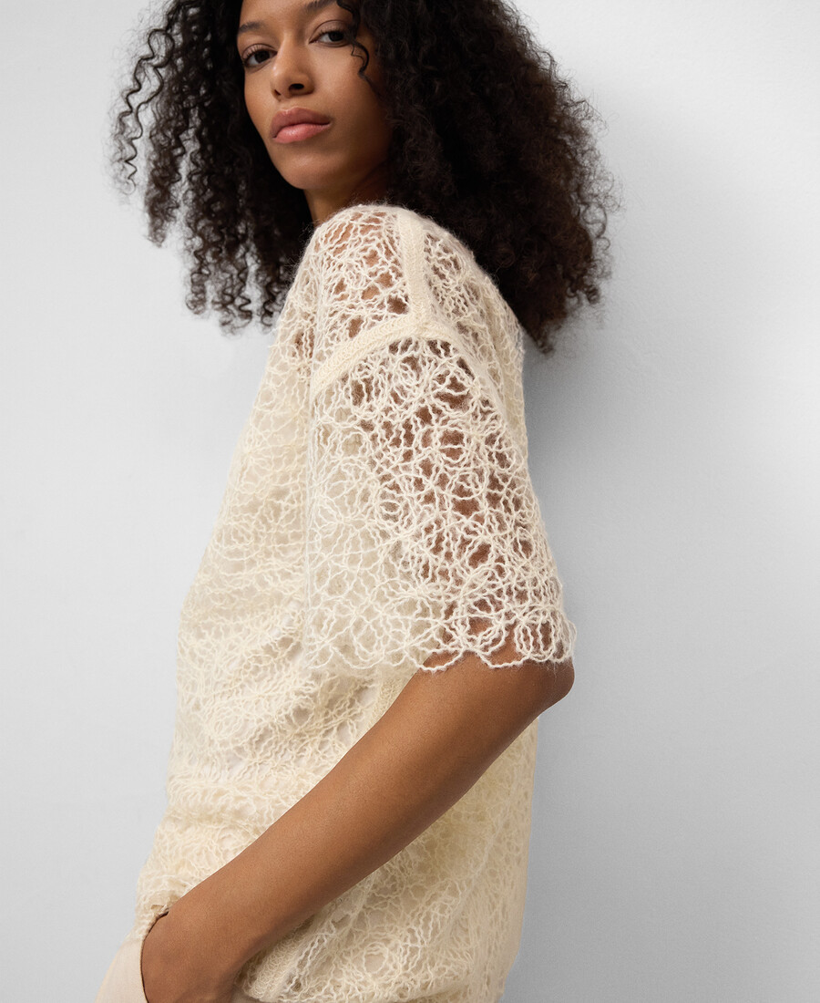 top in maglia ricamato da donna