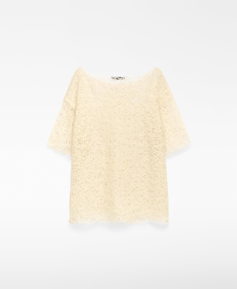 top in maglia ricamato da donna