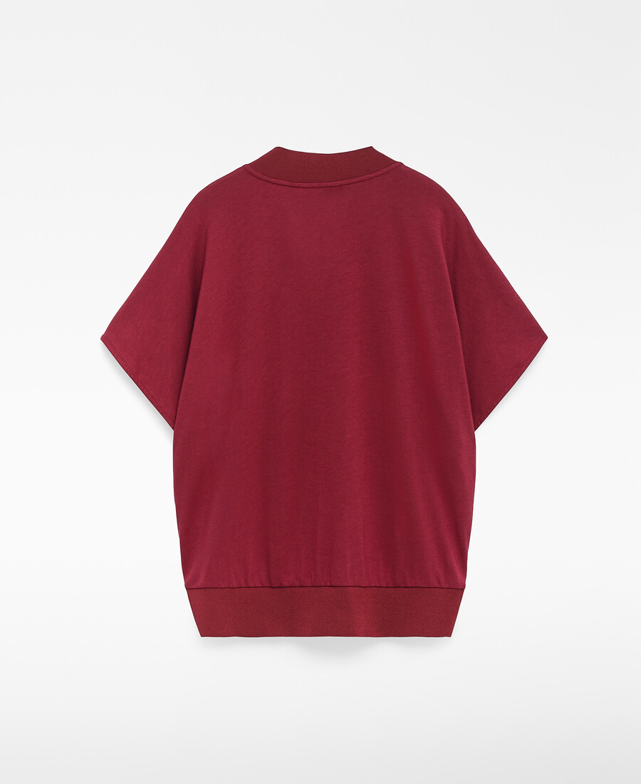 top donna scollo a v in tessuto doppio