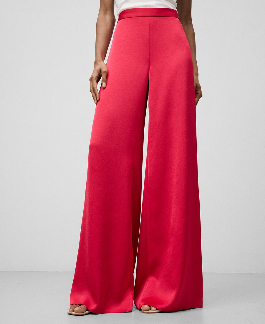 pantaloni larghi in raso da donna