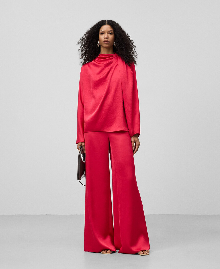 pantaloni larghi in raso da donna