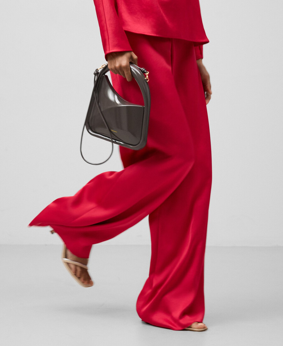 pantaloni larghi in raso da donna