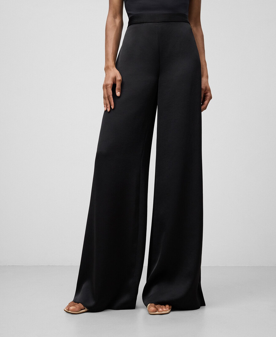 pantaloni larghi in raso da donna