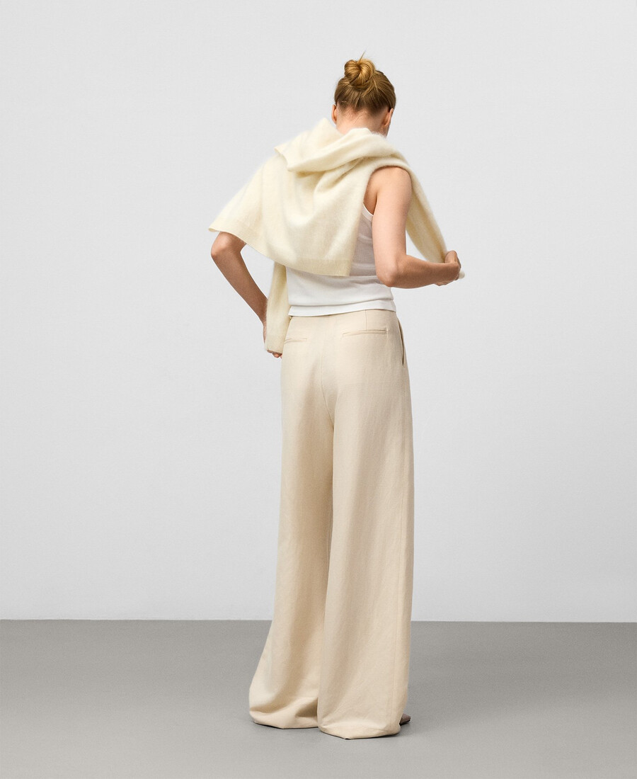pantaloni da donna in misto lino europeo