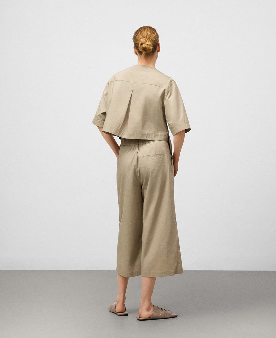 pantaloni cropped avvolgenti in cotone da donna