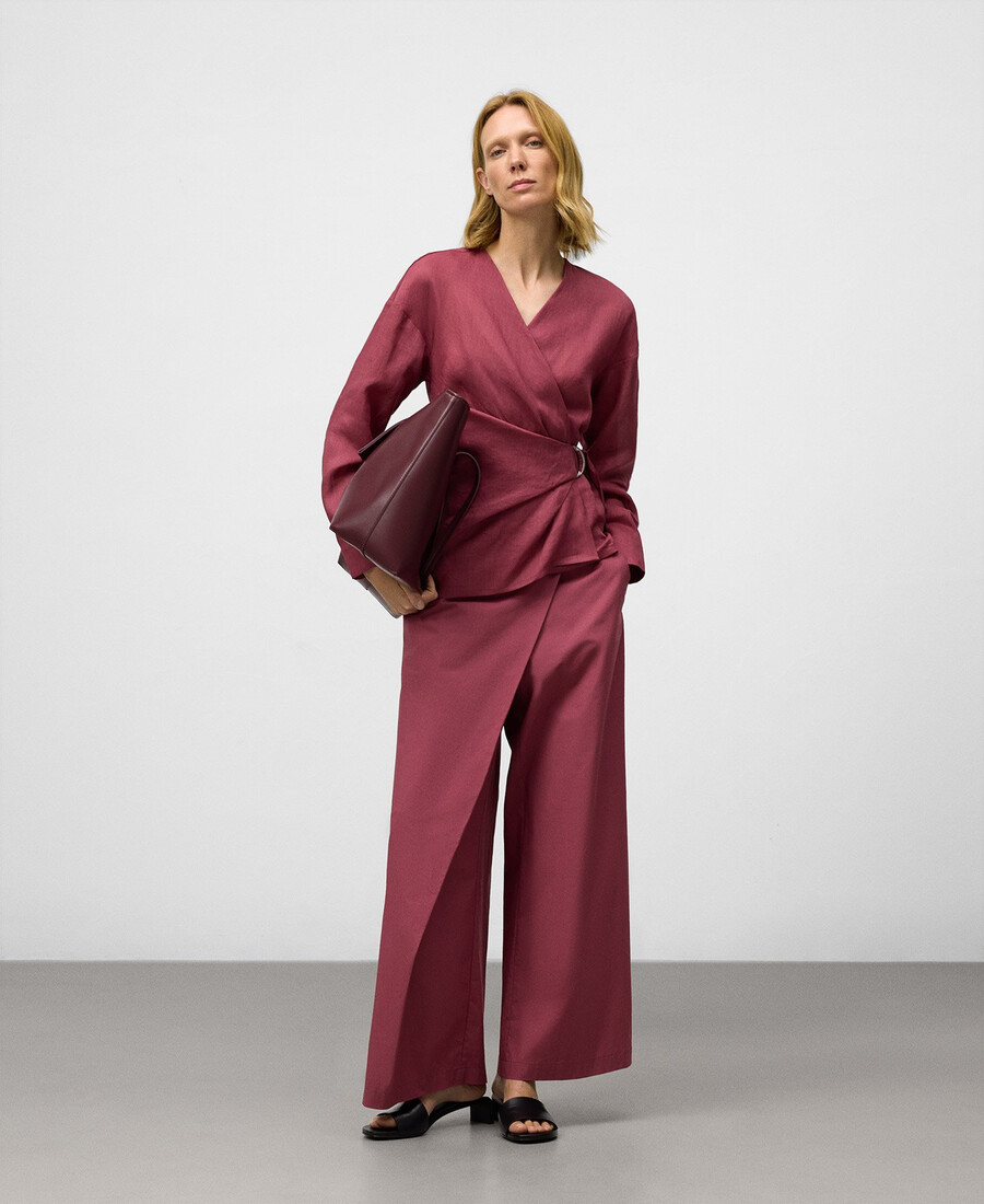 pantaloni avvolgenti in cotone da donna