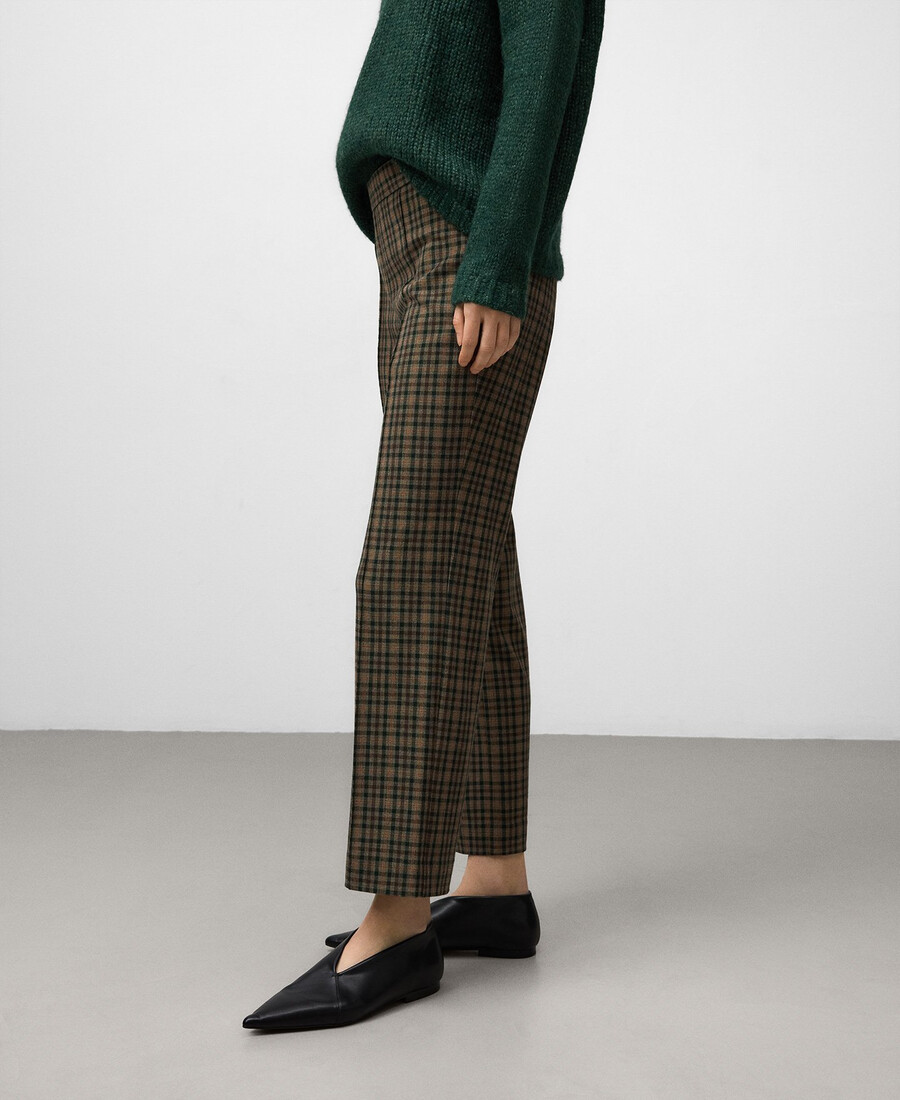 pantaloni slim fit a quadri da donna