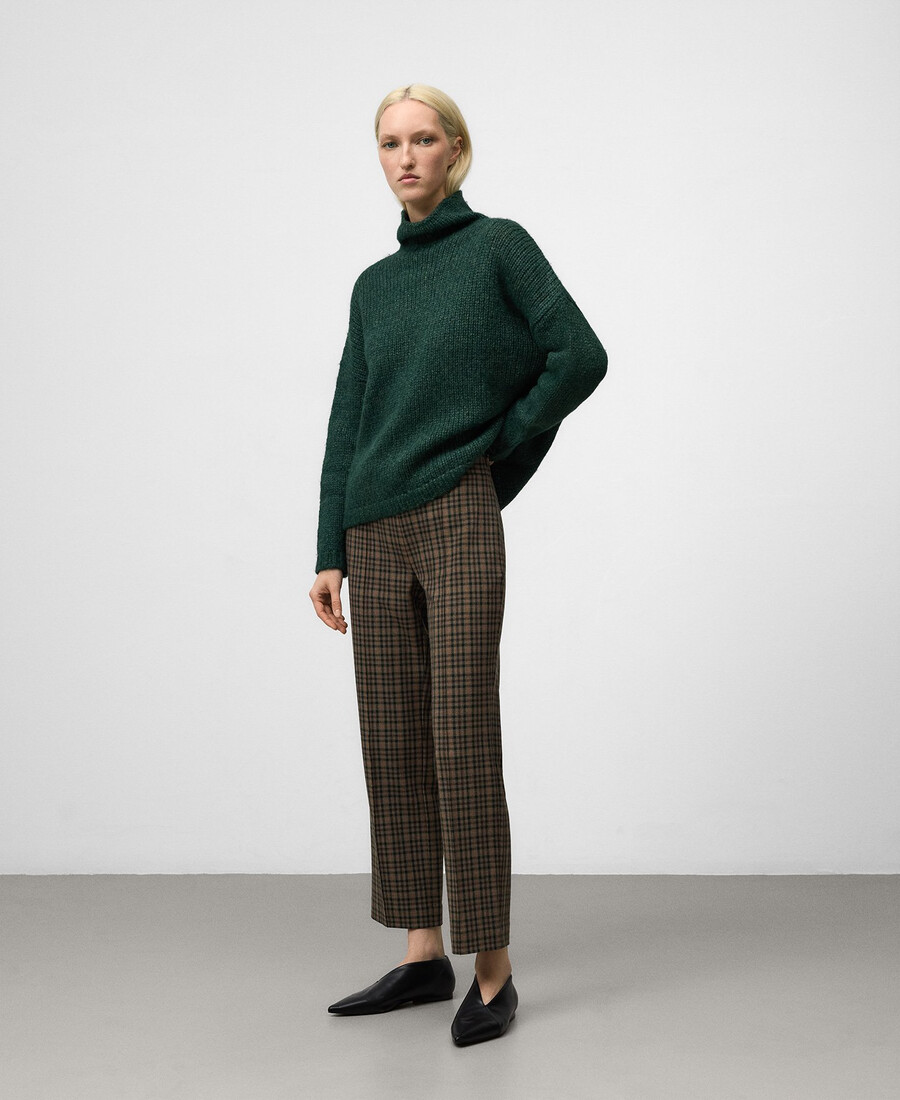 pantaloni slim fit a quadri da donna