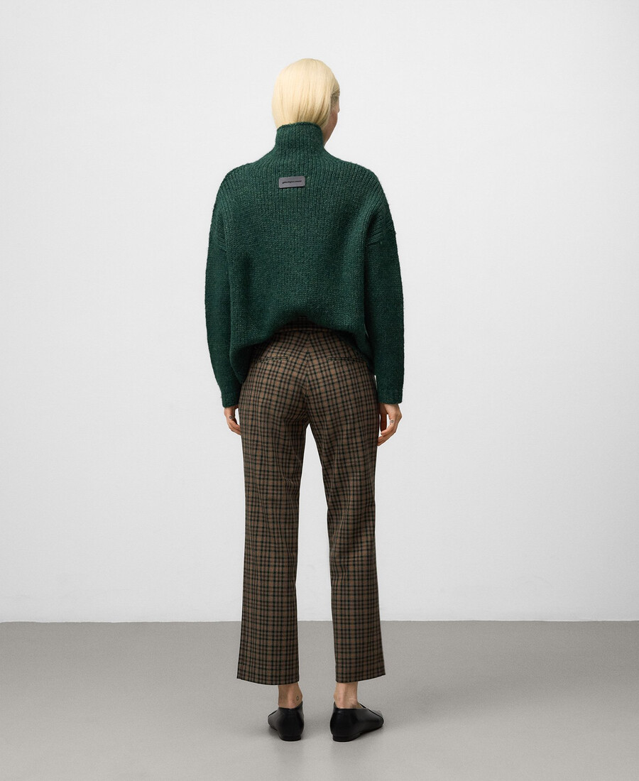 pantaloni slim fit a quadri da donna