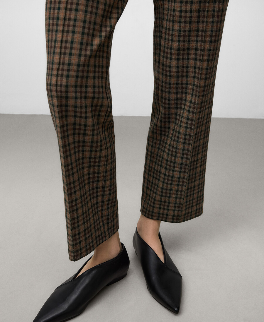 pantaloni slim fit a quadri da donna