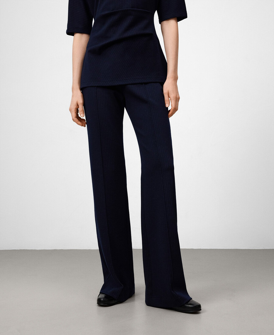pantaloni a zampa a righe da donna