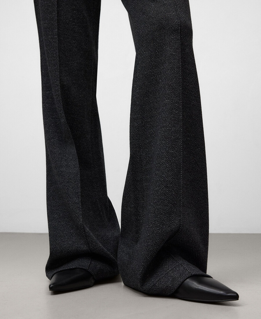 pantaloni a zampa a spina di pesce da donna