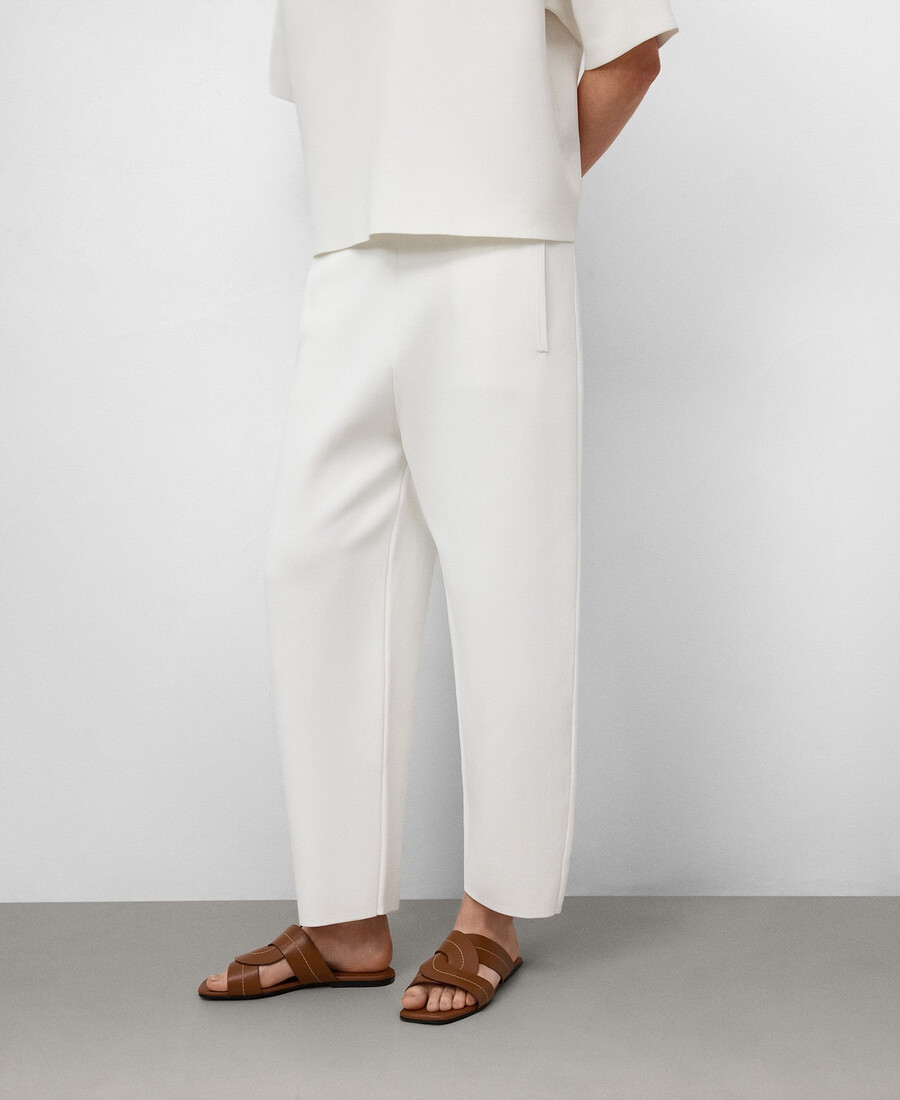 pantaloni in maglia a vita alta da donna