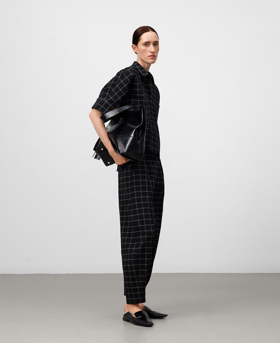 pantaloni a quadri da donna modello barrel fit