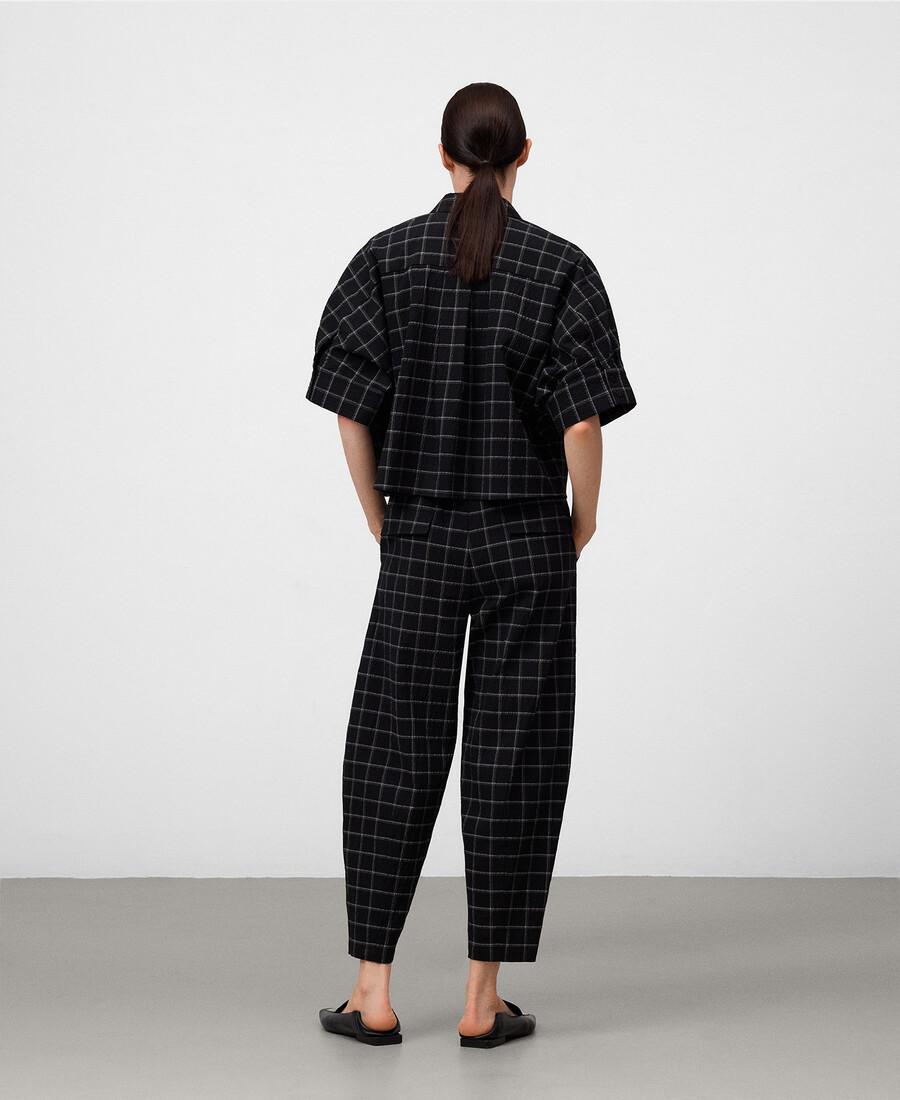 pantaloni a quadri da donna modello barrel fit