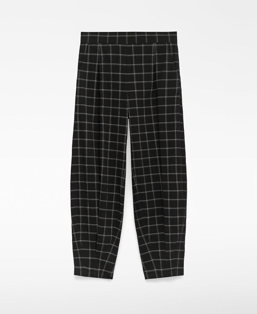 pantaloni a quadri da donna modello barrel fit
