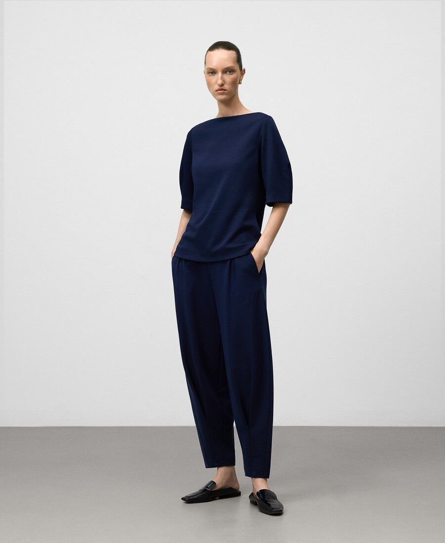 pantaloni jogger con gamba arrotondata da donna