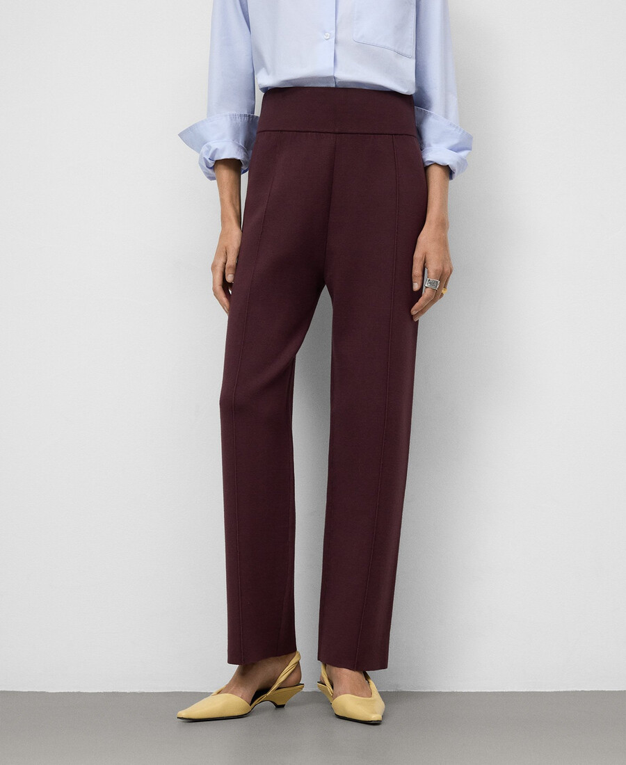 pantaloni dritti in maglia da donna