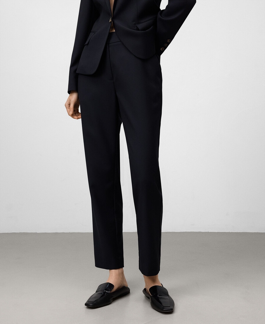 pantaloni blu navy alla caviglia da donna
