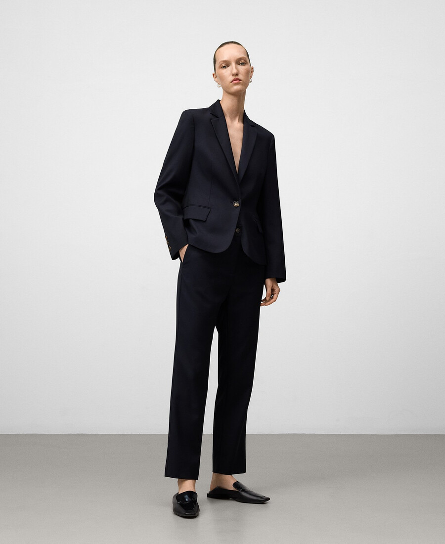 pantaloni blu navy alla caviglia da donna