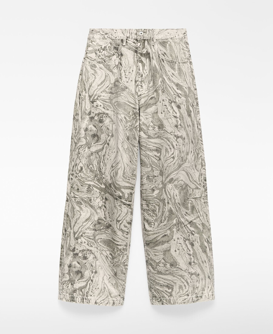 pantaloni larghi in denim stampato da donna