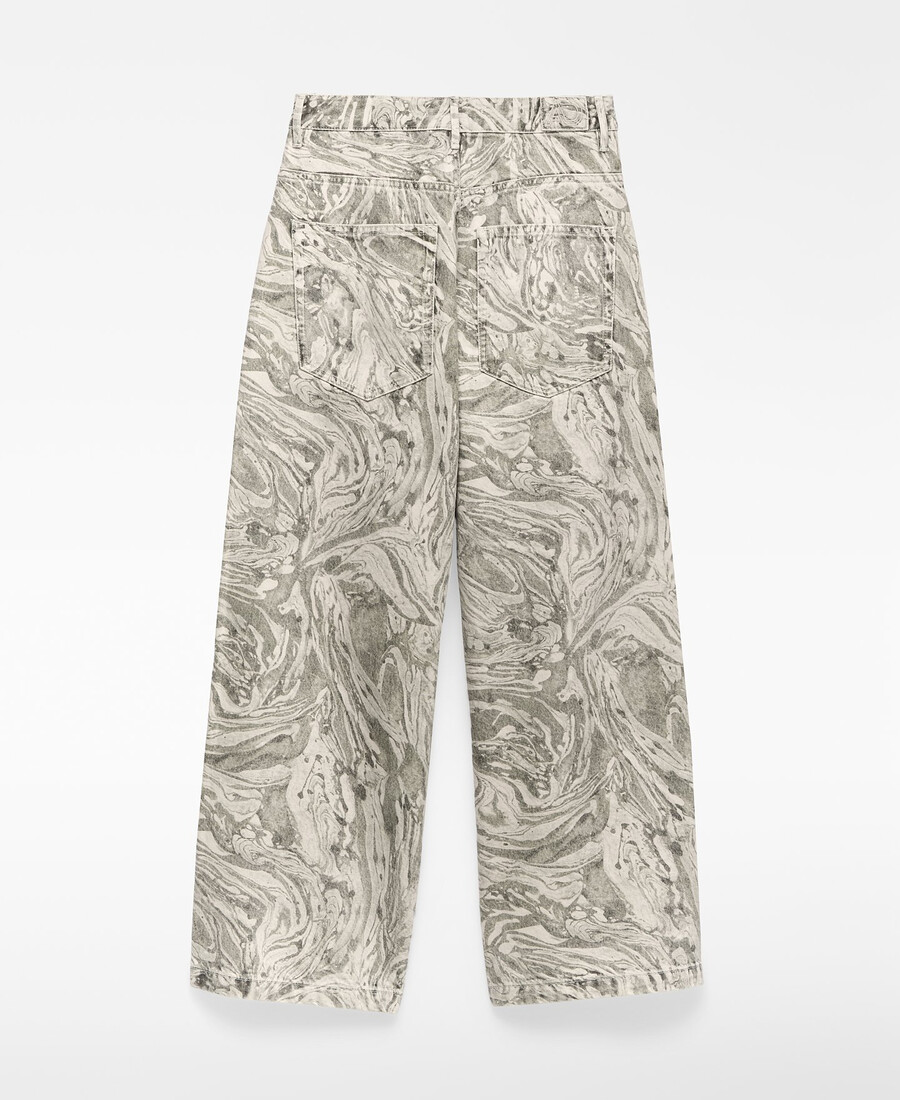 pantaloni larghi in denim stampato da donna