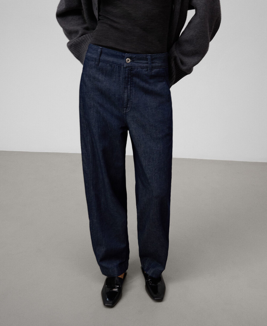pantaloni da donna in denim di cotone a vita bassa