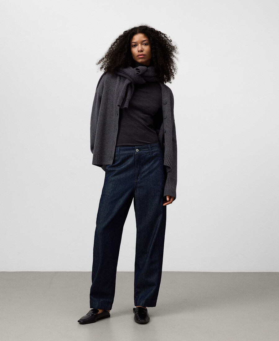 pantaloni da donna in denim di cotone a vita bassa