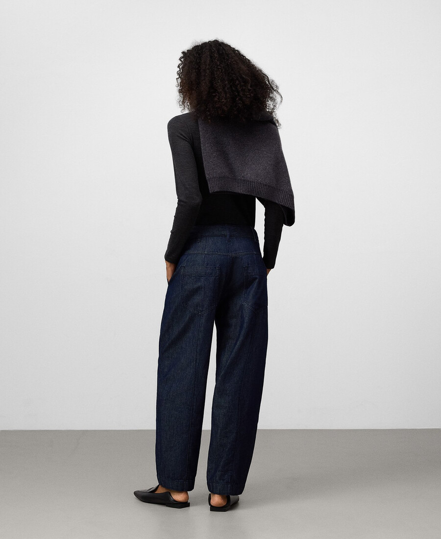 pantaloni da donna in denim di cotone a vita bassa
