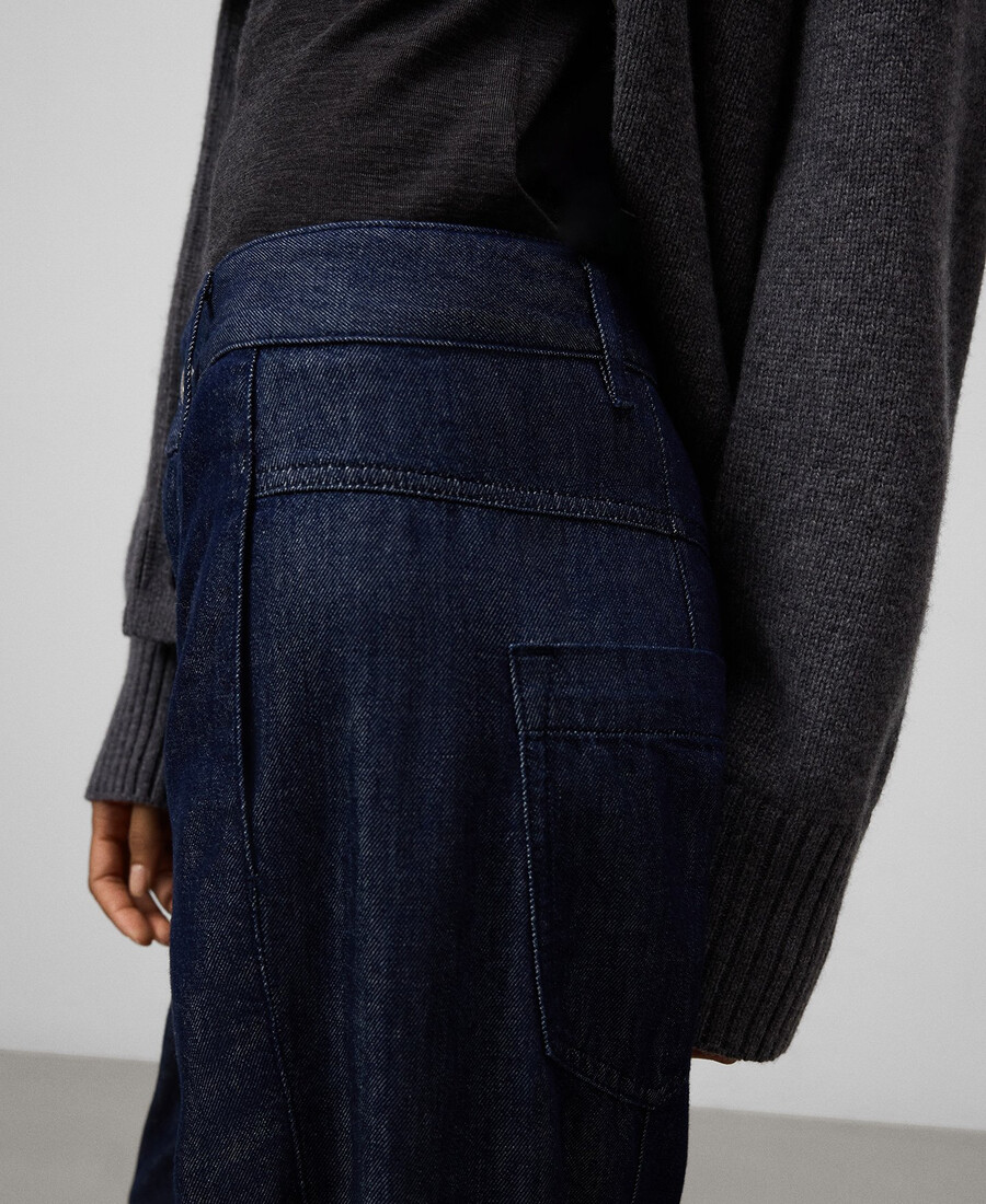 pantaloni da donna in denim di cotone a vita bassa