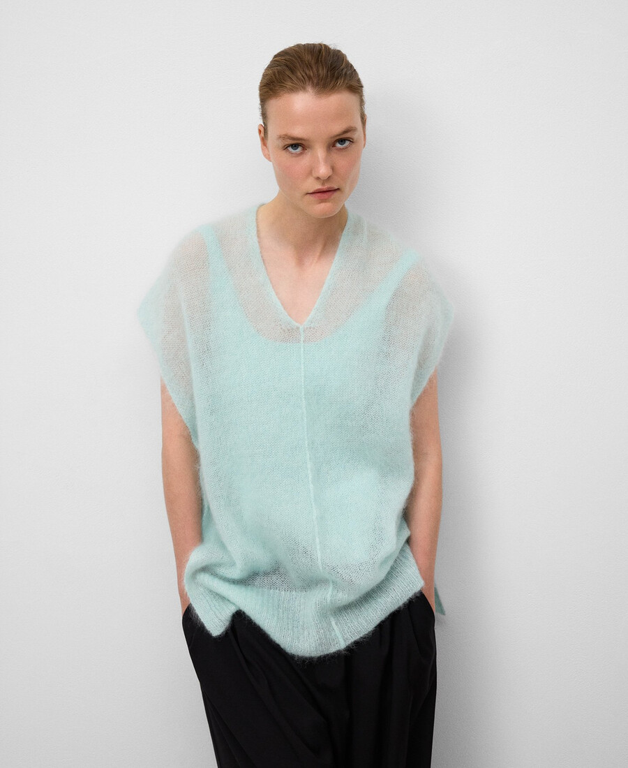 gilet in maglia misto mohair da donna