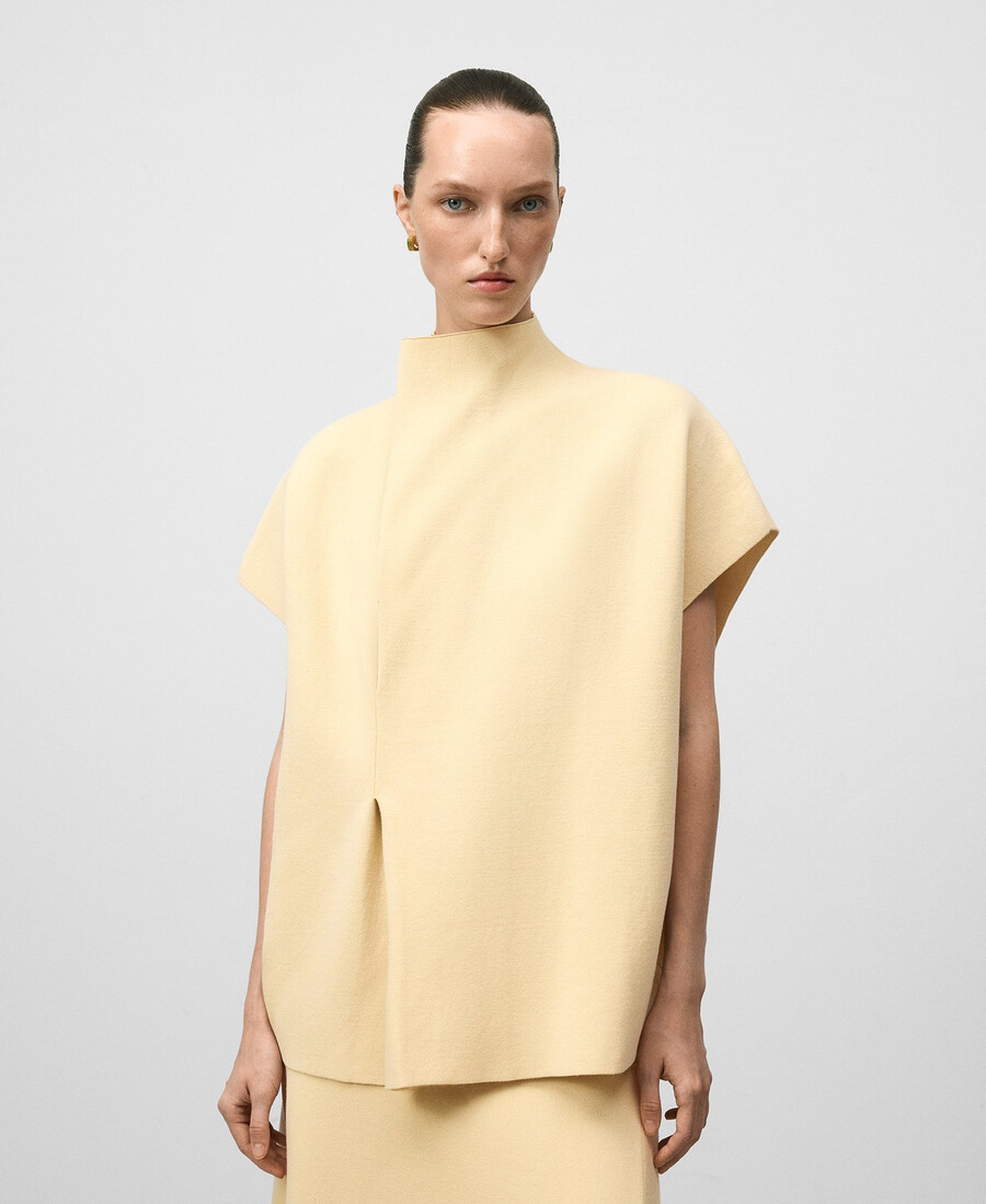 gilet in maglia con piega frontale donna