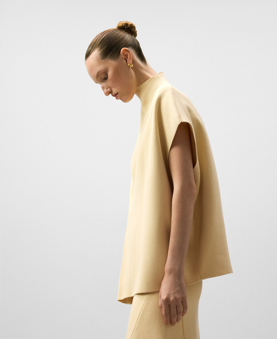 gilet in maglia con piega frontale donna
