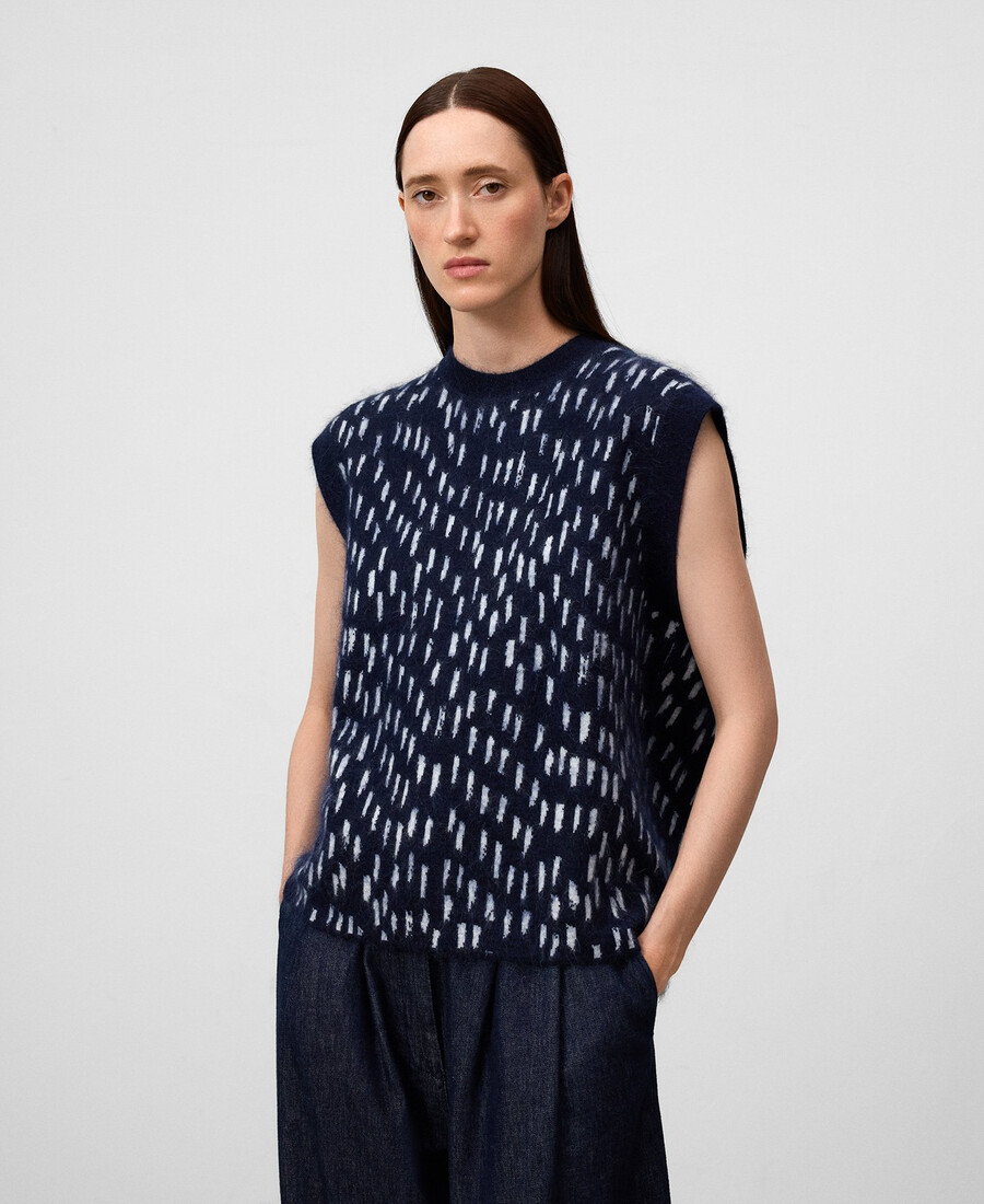 gilet donna in maglia jacquard stampata