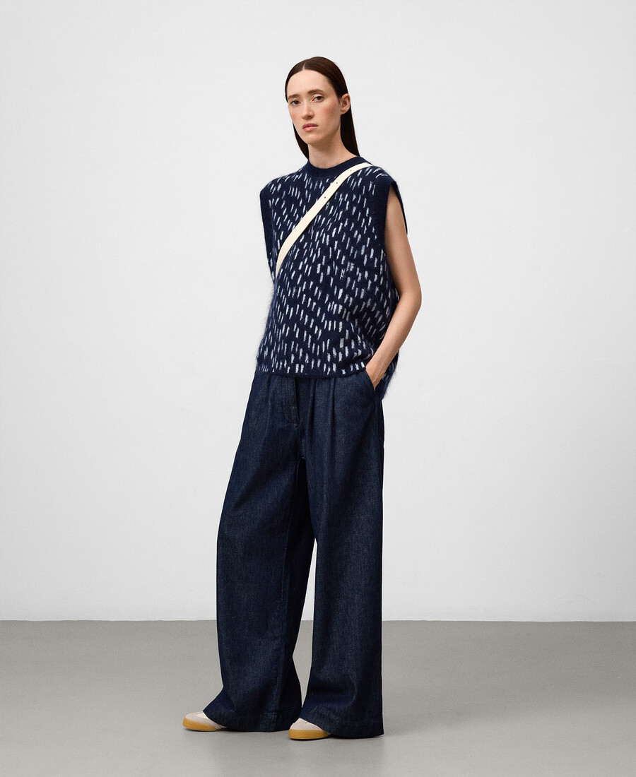 gilet donna in maglia jacquard stampata