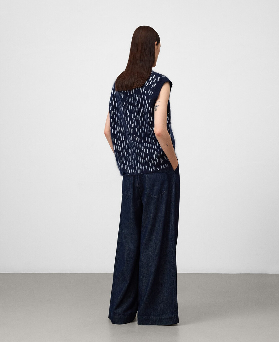 gilet donna in maglia jacquard stampata