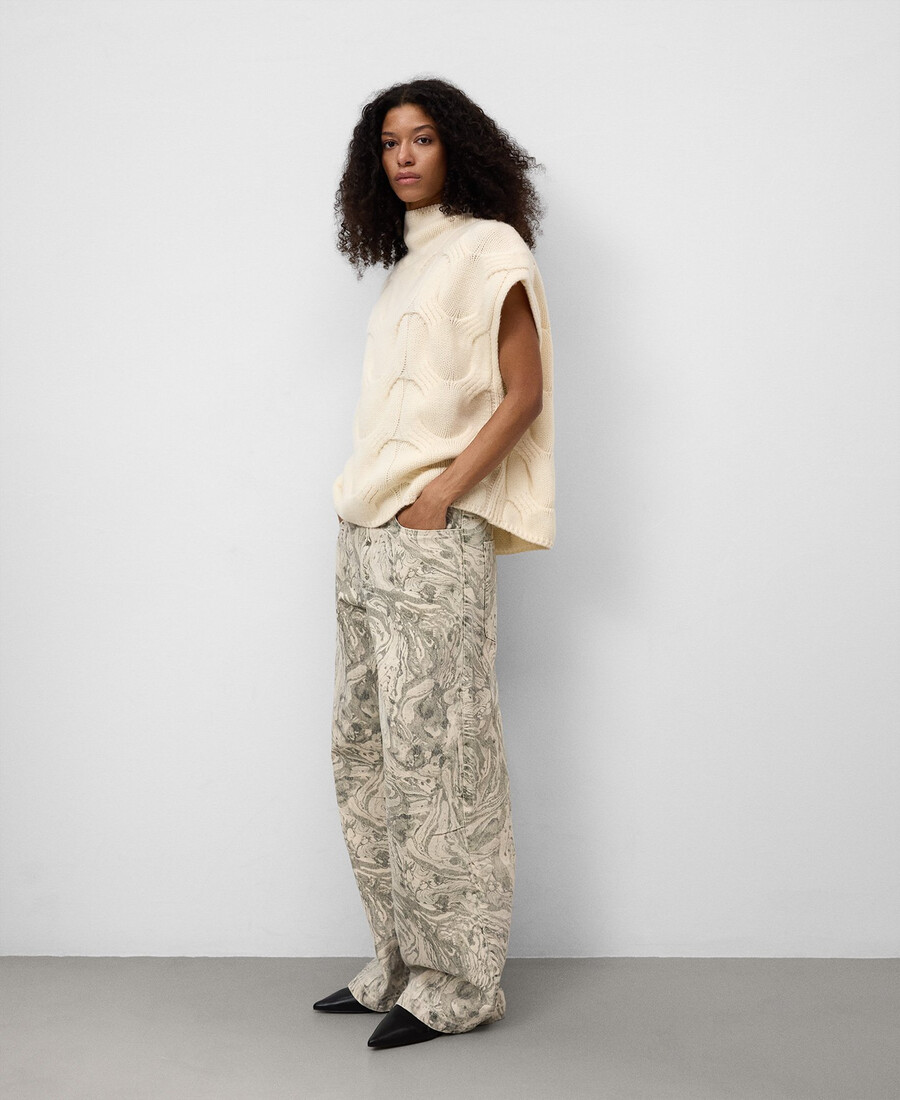 gilet da donna in maglia di lana a trecce