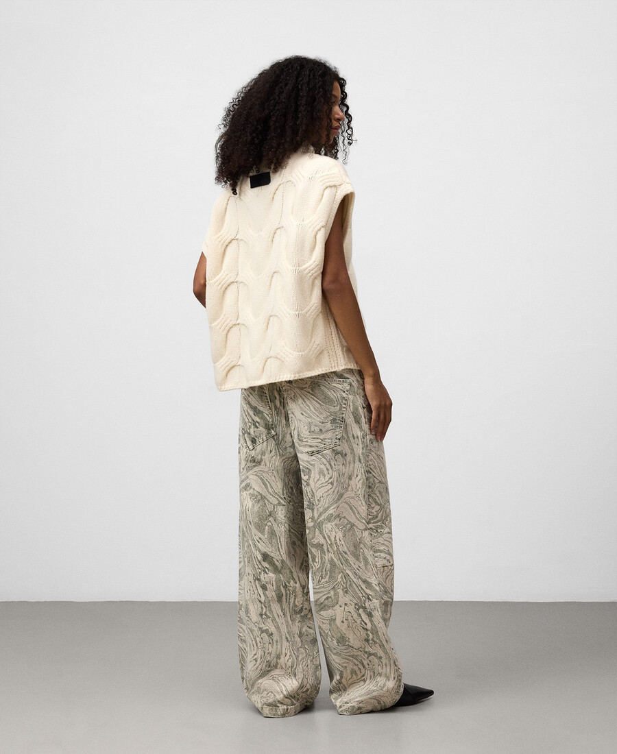 gilet da donna in maglia di lana a trecce