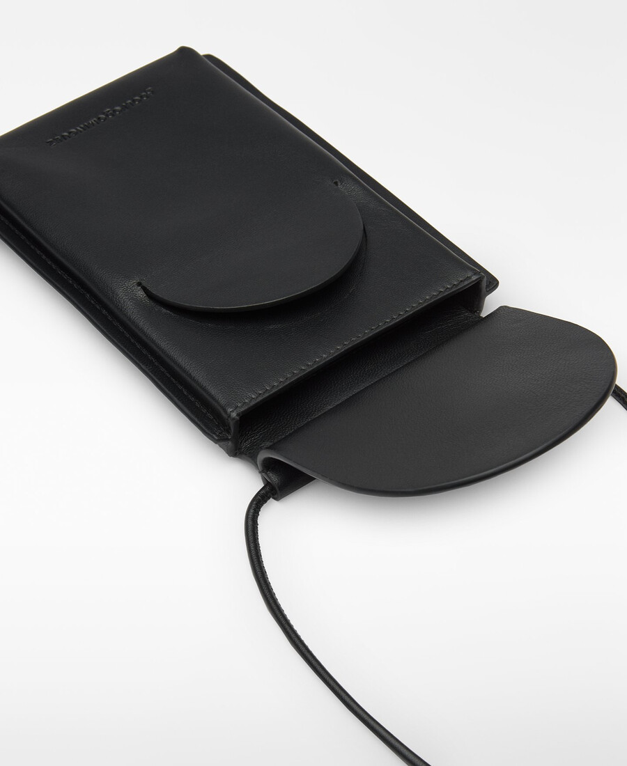 porta cellulare in pelle con patta curva da uomo