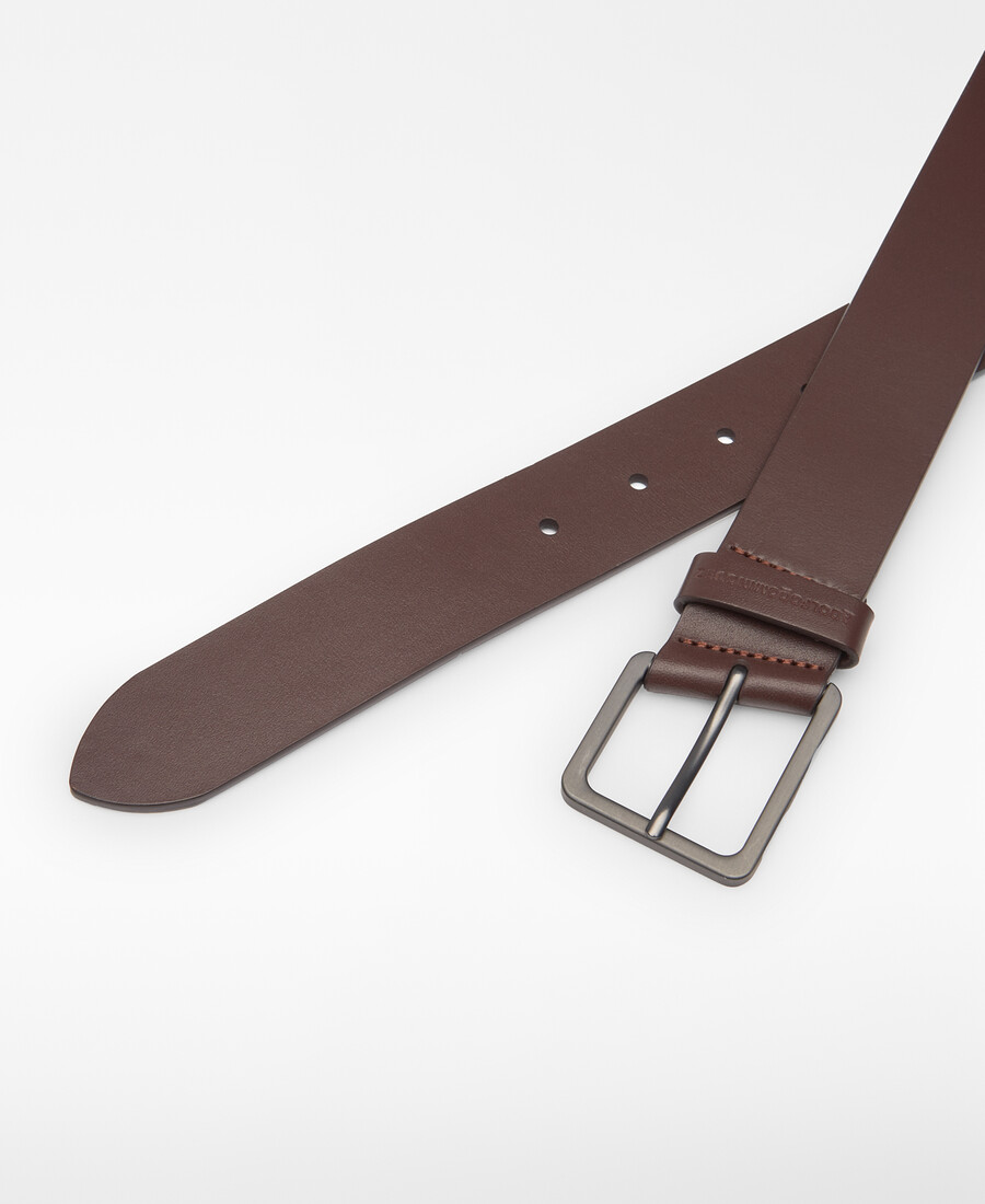 cintura in pelle con logo inciso da uomo