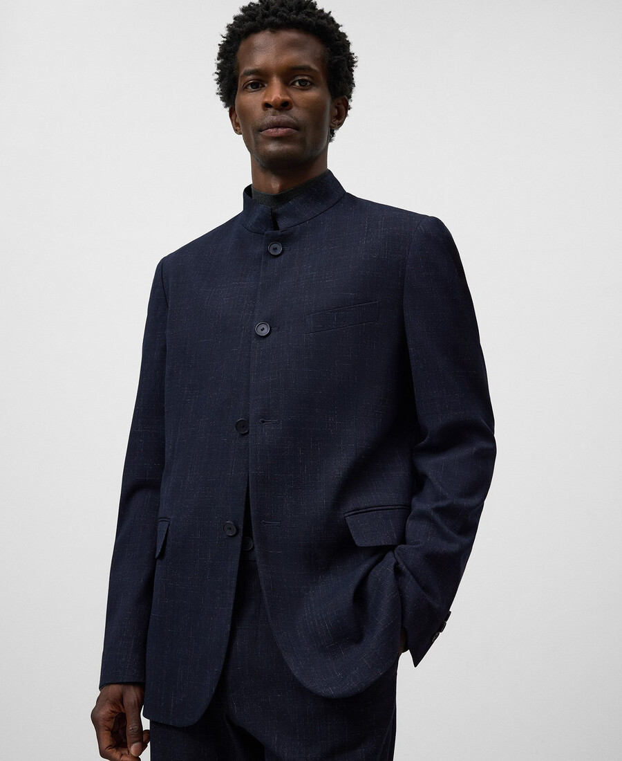 blazer strutturato con collo alla coreana da uomo